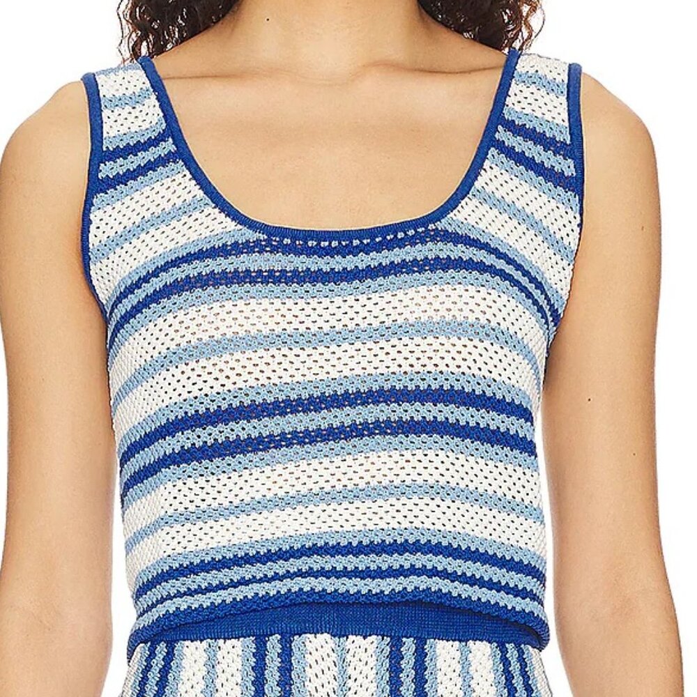 Solid & Striped The‎ Charlie Open Knit Sheer Top in Marina Blue SZ S NWT